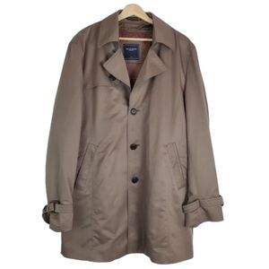 INDIAN Homme Trench Coat Mens Large‎  Brown Removable Liner Button up Mid Length